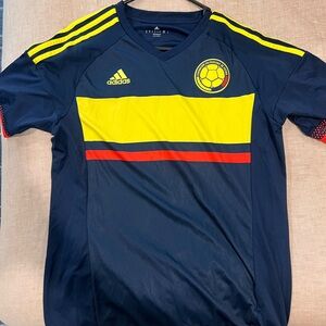 Adidas Men's Navy and Yellow Soccer Jersey